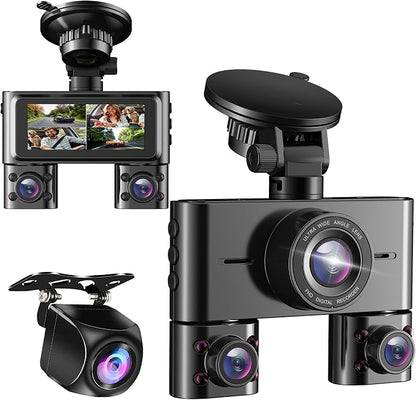 360° Dash Cam Front and Rear Inside, 4 Channel Dash Camera by HUPEJOS