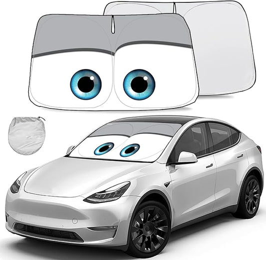 Gven Sunshade for Tesla Model Y Accessories 2025 Funny Eyes Windshield Sun by Gven