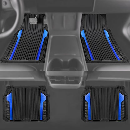 CAR PASS Heavy Duty Rubber Car Mats Metallic, Aluminum Film All Weather Floor - Image 5