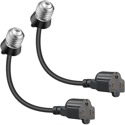 Feekoon 2 Pack 3 Outlet Light Socket Adapter, Convert E26/E27 Bulb Socket to 3 by FEEKOON