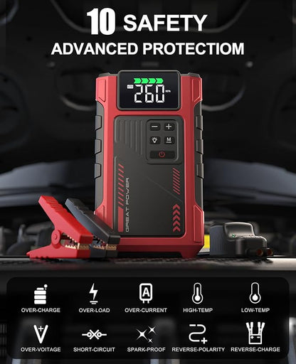4000A Car Jump Starter with Air Compressor, Portable Charger Jumpstart 12V - Image 5