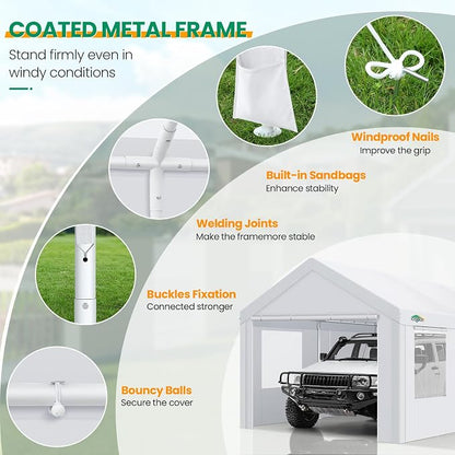 COBIZI Carports 10x20 Heavy Duty Car Canopy Garage - Image 4