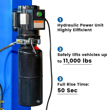 110V Two Post Car Lift 11, 000 LBS Heavy Duty Floor Plate 2 Posts Auto Hoist - Image 3