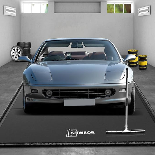 Garage Floor Mat 7'9" x 18' Upgraded Satin Finish Texture Non-Slip Containment by ANWEOR