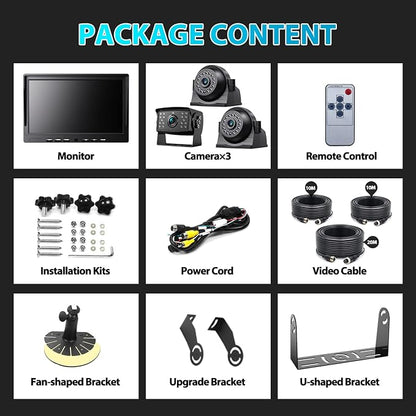 Fookoo HD 1080P 10" Wired Backup Camera System, IP69 Waterproof Side & Rear - Image 8