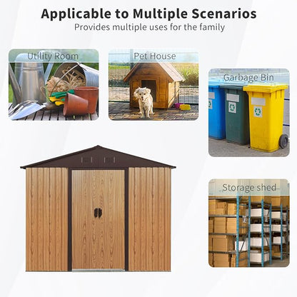 4x8 FT Outdoor Storage Shed, Metal Garden Shed - Image 7
