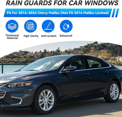 4pcs Front+Rear Smoke Tint Sun/Rain Guard Outside Mount Tape-On Vent Window - Image 2