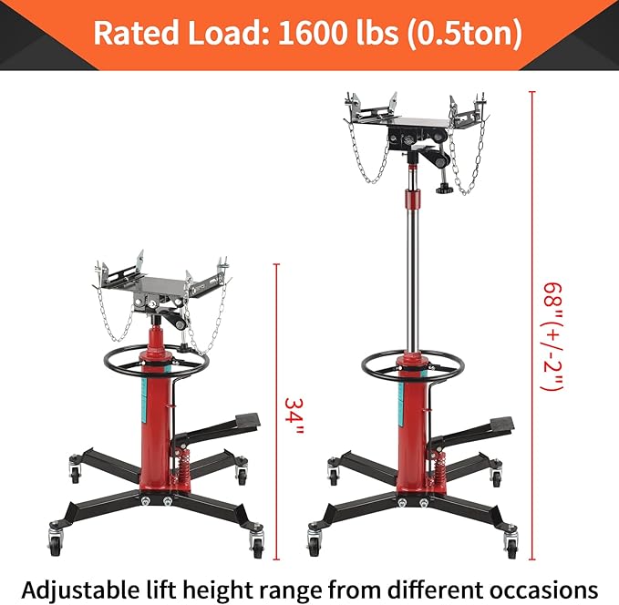 1600Lbs 2 Stage Hydraulic Transmission Jack Stand Telescoping 34" - Image 2