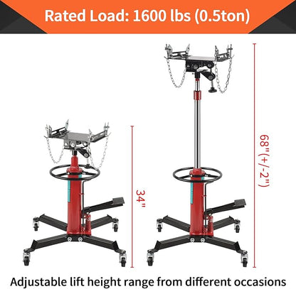 1600Lbs 2 Stage Hydraulic Transmission Jack Stand Telescoping 34" - Image 2