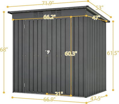 6x4 FT Outdoor Metal Storage Shed - Image 2
