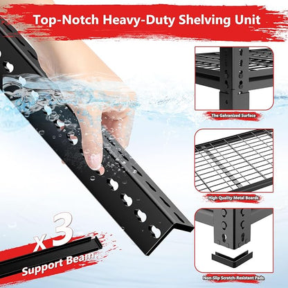 Storage Shelves 3PCS Garage Shelving Heavy Duty 2640LBS Capacity, 4 Tier - Image 5
