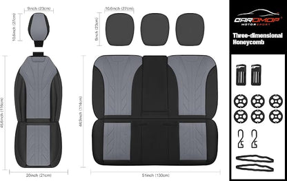 CAROMOP Luxury Faux Leather&Fabric Car Seat Covers Full Set - Image 8