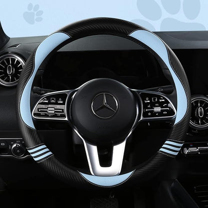 Car Steering Wheel Covers for Women Girl Padded Carbon Fiber PU Leather Cute - Image 2