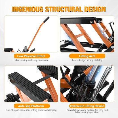 Nilight Motorcycle Lift Jack 1500 LBS Hydraulic Lifts ATV Scissor Jacks - Image 4