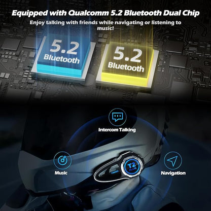 Motorcycle Bluetooth Headset T2Plus Dual Chip MESH Intercom 10-Way Motorcycle - Image 2