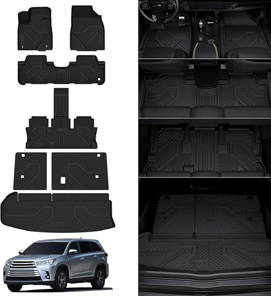 LASFIT Floor Mats&Trunk Mat for Toyota Highlander 2014-2019, All Weather TPE by LASFIT