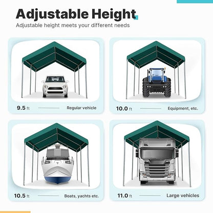 ADVANCE OUTDOOR Adjustable 10x15 ft Heavy Duty Carport Car Canopy Garage Boat - Image 2