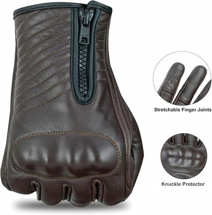 Full Finger Leather Motorcycle Gloves - Image 5