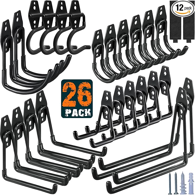 26 Pack Garage Hooks Heavy Duty Utility Steel by HUPBIPY