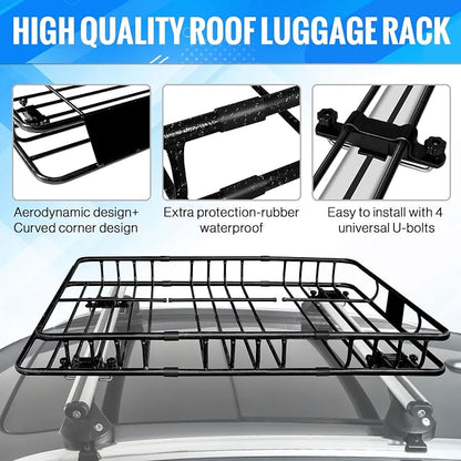 Heavy Duty 58"X36"X5" Roof Rack Basket Universal Rooftop Carrier - Image 6