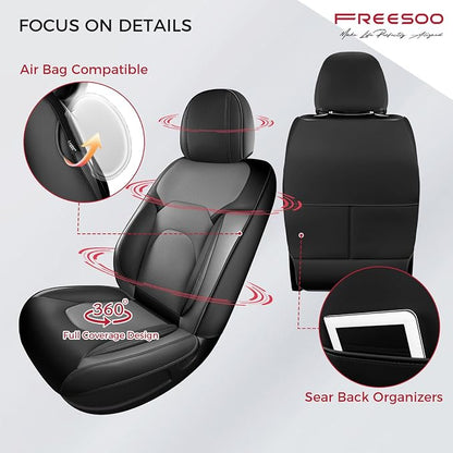 FREESOO Car Seat Covers Full Set, Waterproof Automotive Seat Covers, Leather - Image 4