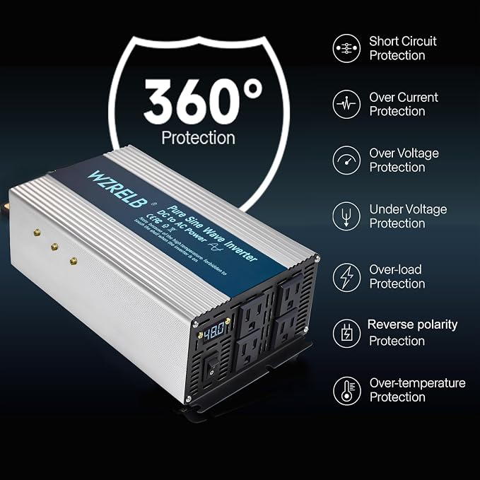 WZRELB 1800W Pure Sine Wave Inverter 48V DC to 110V 120V AC, Car Power Inverter - Image 5