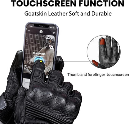 ILM Goatskin Leather Motorcycle Motorbike Powersports Racing Gloves Touchscreen - Image 3