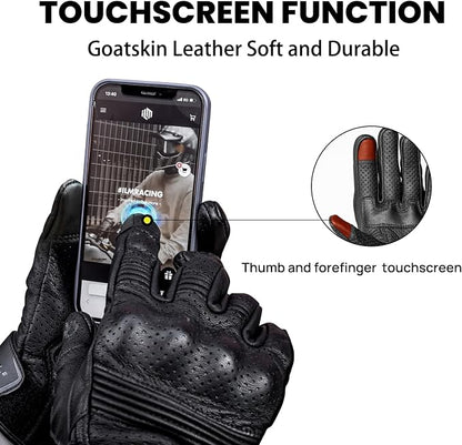 ILM Goatskin Leather Motorcycle Motorbike Powersports Racing Gloves Touchscreen - Image 3