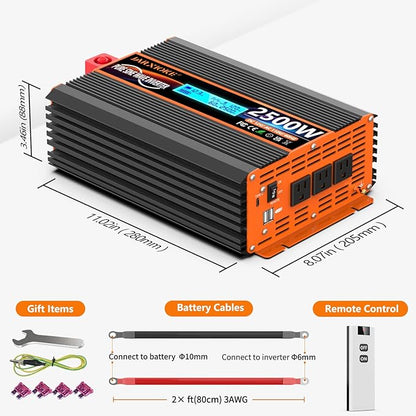 2500 Watt Pure Sine Wave Power Inverter 12V DC to 110V 120V Converter - Image 6
