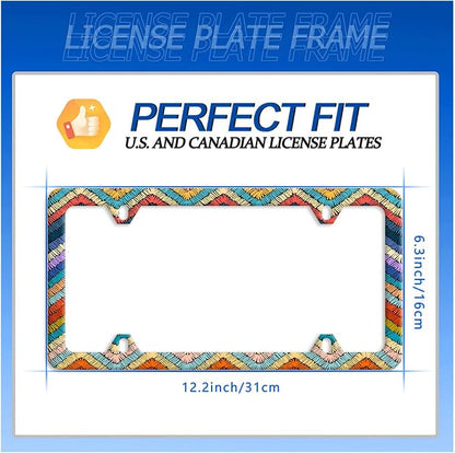 Boho License Plate Frame Colorful Stripe License Plate Stainless Steel Funny - Image 7