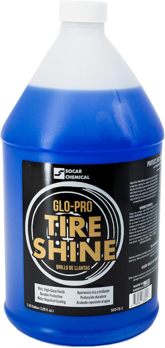 Glo-Pro Tire Shine, 128 oz, 1 Gallon, High Gloss Tire Dressing, Professional by Socar-HandcraftedCleaningSolutions