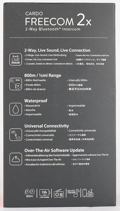 Cardo Systems FREECOM 2X Motorcycle 2-Way Helmet Bluetooth Communication System - Image 13