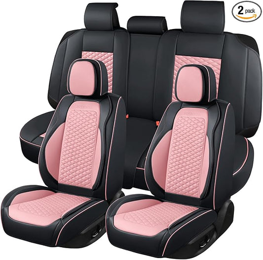 Seat Covers for Cars Full Set, Leather Seat Covers 2 Pack, Breathable Leather by truckerset