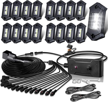 White Rock Lights, LEDMIRCY R3 Pure White LED Rock Lights Kit 16PCS by LEDMIRCY