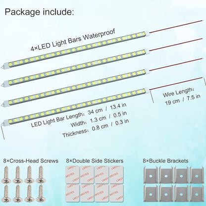 12V LED Light Bar Waterproof, 12V LED Light Strip 54 LEDs 7000K White Color - Image 2