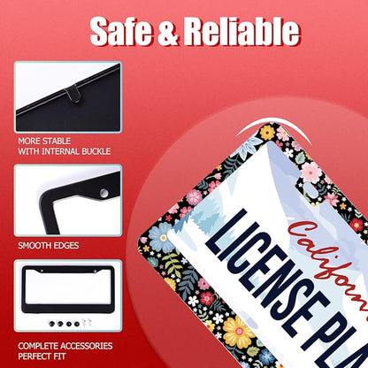 Personalise Colorful Floral Flowers License Plate Frame License Plate Frames - Image 2