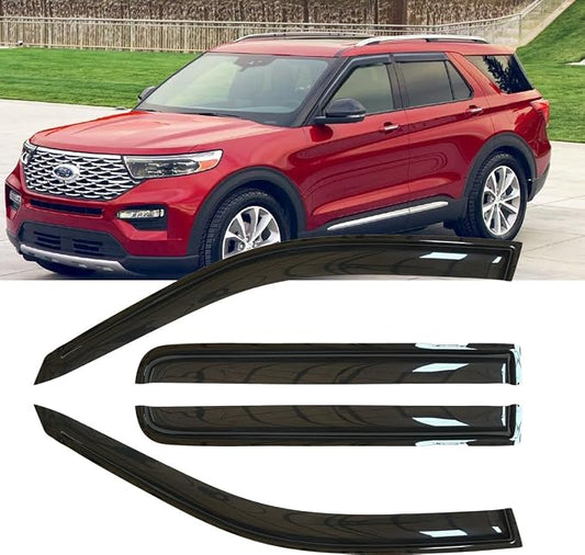 4pcs Original Shatterproof Rainproof Outside Mount Style Side Wind Deflectors by Deebior