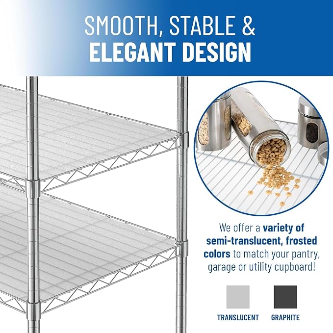 Shelf Liners for Wire Shelf System: Set of 5 in Graphite: 12 x 22 inch: Plastic - Image 6