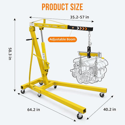 Engine Hoist with Lever, 2 Ton 4000 Lbs Heavy Duty Folding Cherry Picker Engine - Image 5