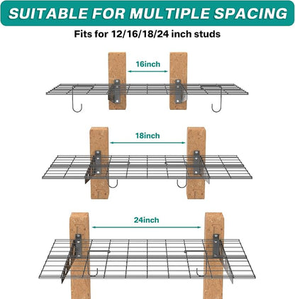 EVERHANGER Wall Mounted Garage Wall Shelves, 2 x 4 ft Metal Storage Shelves - Image 6