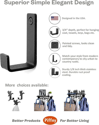 6 Pack Heavy Duty Steel Essential Style Wall Hooks - Image 2