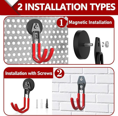 3-H Heavy Duty Magnet Garage Hooks 4 Pack, J Shape Strong Magnetic Hooks - Image 2