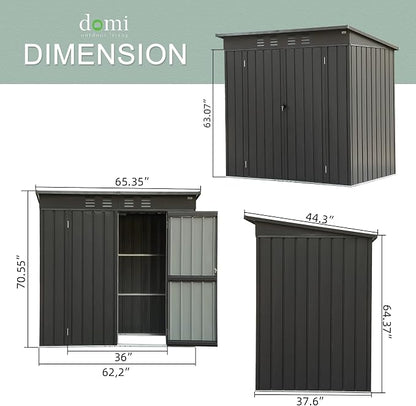 Domi Outdoor 5’ x 3’ Storage Shed, Metal Sheds Tool Storage Slope Roof - Image 3
