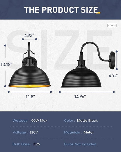 kudos Dusk to Dawn Sensor Outdoor Light Sconces Wall Mount, Exterior Garage - Image 3