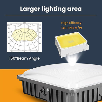 100W LED Canopy Lights 4Pack, 40/60/80/100W Selectable, 15000LM 5000K Square - Image 4