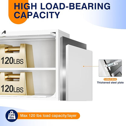 Yizosh Metal Wall Cabinet with Doors and Shelves, Floating Storage Unit - Image 6