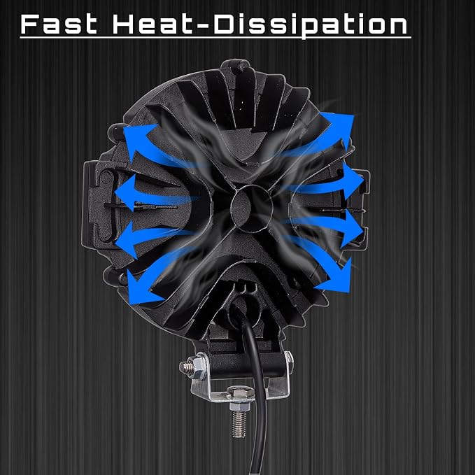 Round LED Light Pods, 7 Inch 120W 10000lm LED Off Road Driving Auxiliary Fog - Image 5