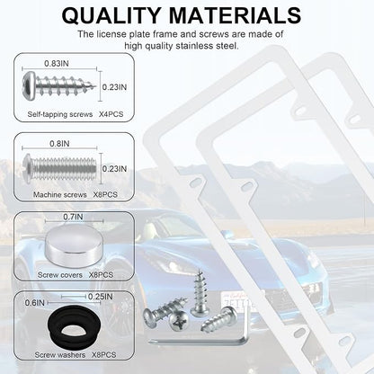 LivTee 4 Holes Stainless Steel License Plate Frames, Automotive Exterior - Image 4