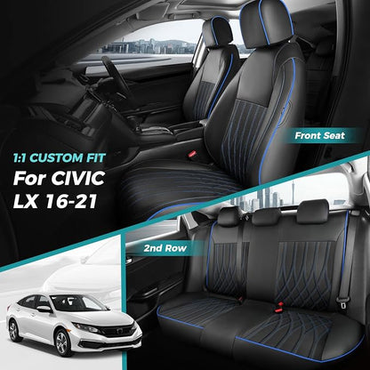 Seat Covers for Honda Civic Sedan LX 2016 2017 2018 2019 2020 2021, Faux - Image 7