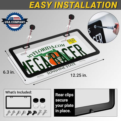 Premium Slim Matte Black License Plate Frame – 1 Pack, Rust-Free Stainless - Image 7